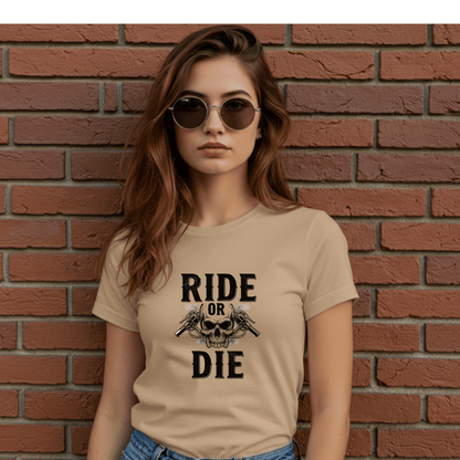 Ride or Die Women’s Biker T-Shirt – Heavyweight Gildan® 5000 Crewneck