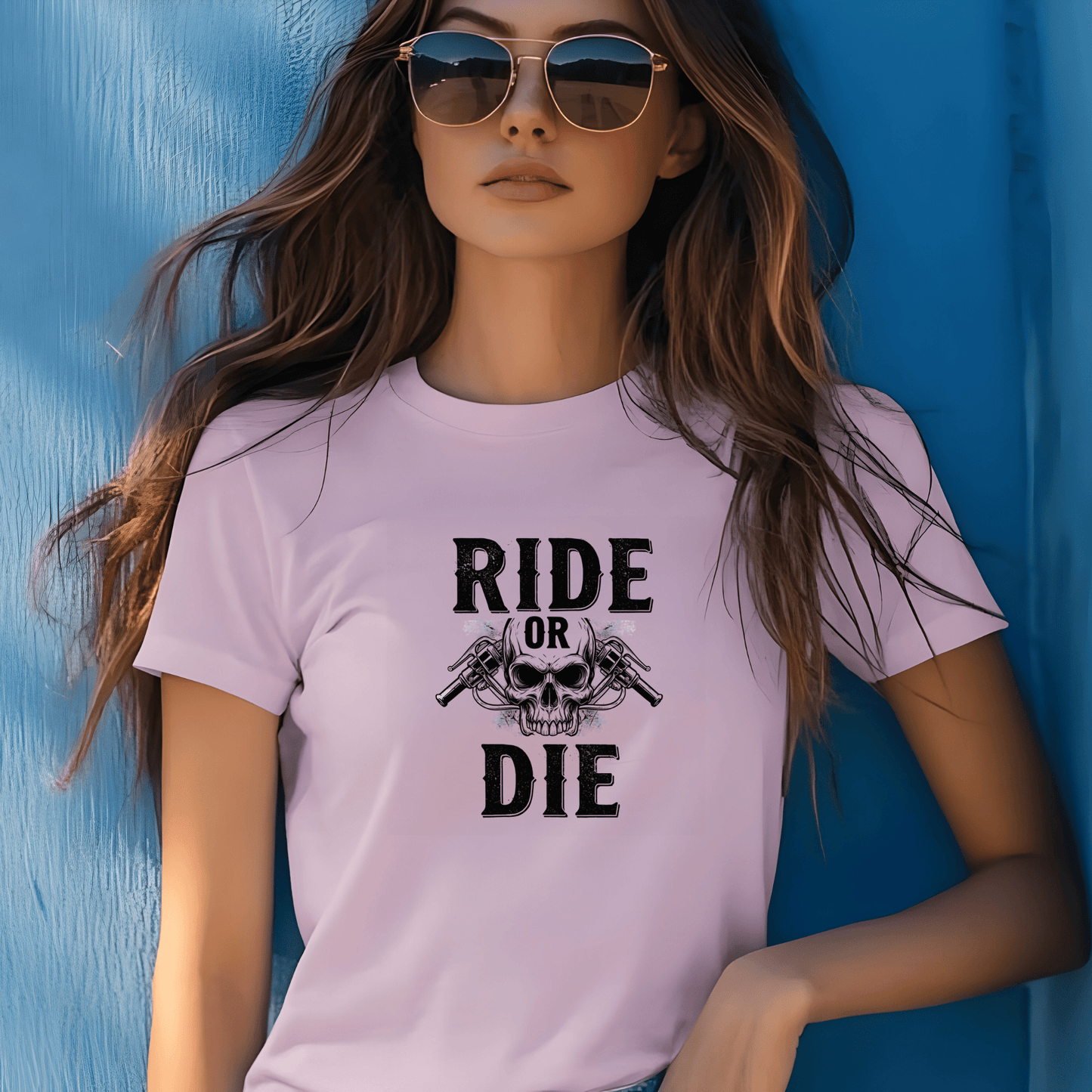 Ride or Die Women’s Biker T-Shirt – Heavyweight Gildan® 5000 Crewneck