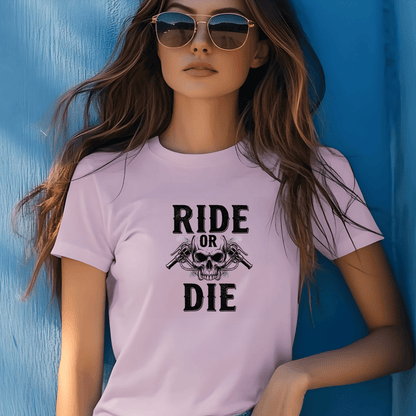 Ride or Die Women’s Biker T-Shirt – Heavyweight Gildan® 5000 Crewneck