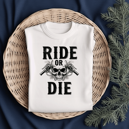 Ride or Die Women’s Biker T-Shirt – Heavyweight Gildan® 5000 Crewneck