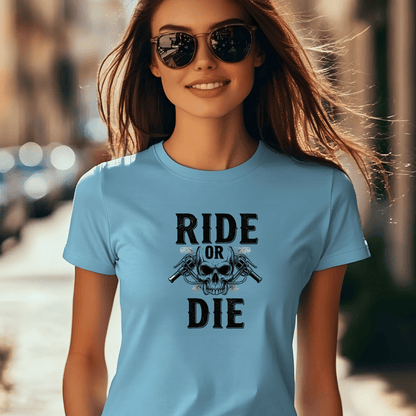 Ride or Die Women’s Biker T-Shirt – Heavyweight Gildan® 5000 Crewneck