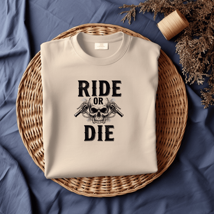Ride or Die Women’s Biker T-Shirt – Heavyweight Gildan® 5000 Crewneck