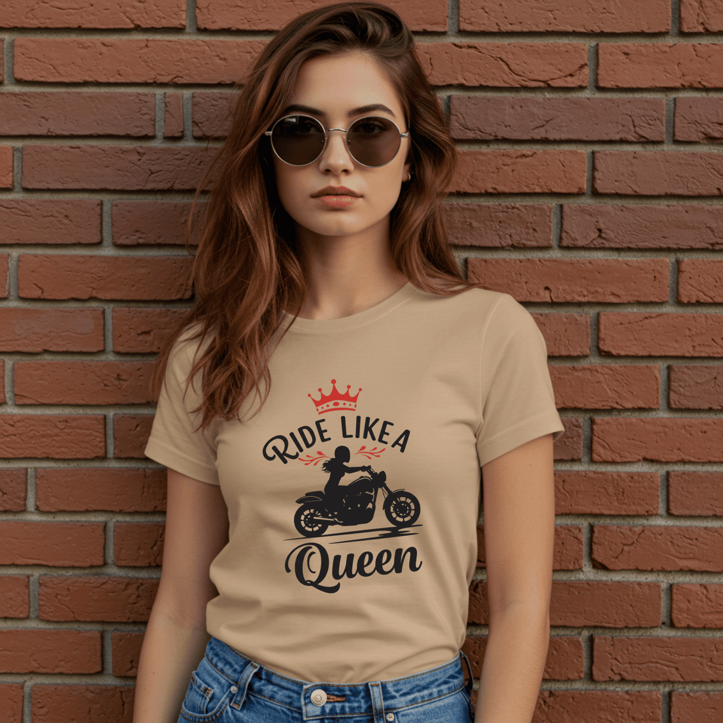 Ride Like A Queen Women’s Biker T-Shirt – Heavyweight Gildan® 5000 Crewneck