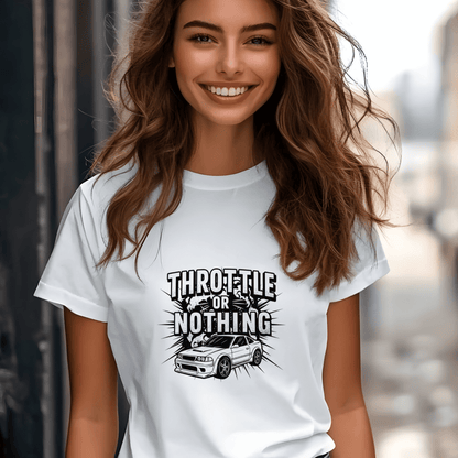 Throttle or Nothing Women’s Biker T-Shirt – Heavyweight Gildan® 5000 Crewneck
