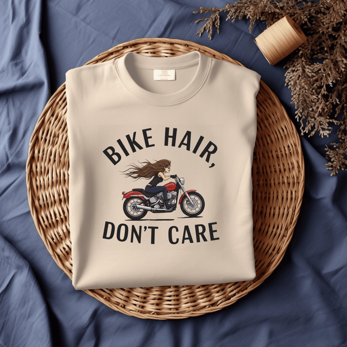 Bike Hair, Don't Care Heavyweight Unisex Crewneck T-shirt | Gildan® 5000