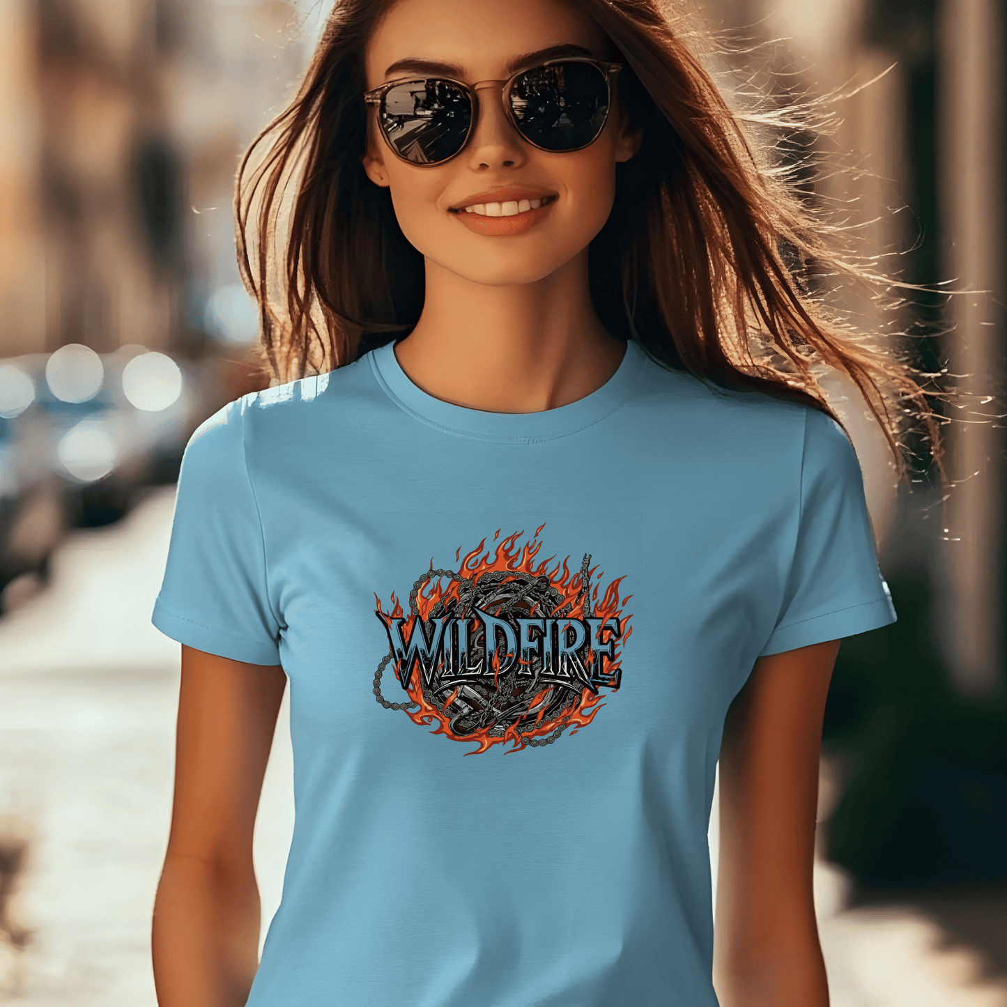 Wildfire Women’s Biker T-Shirt – Heavyweight Gildan® 5000 Crewneck