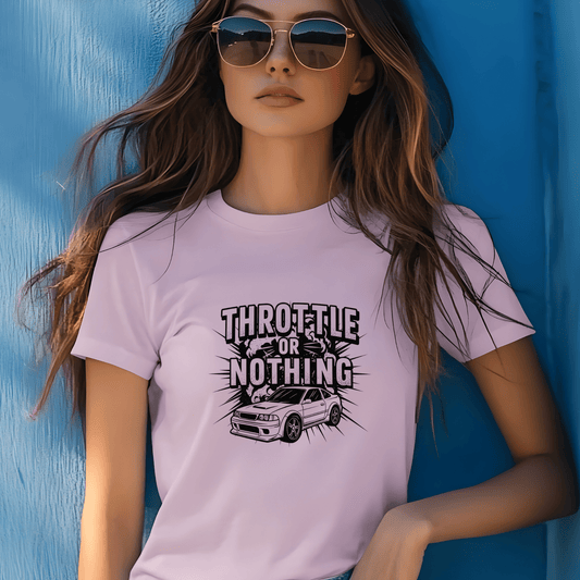 Throttle or Nothing Women’s Biker T-Shirt – Heavyweight Gildan® 5000 Crewneck