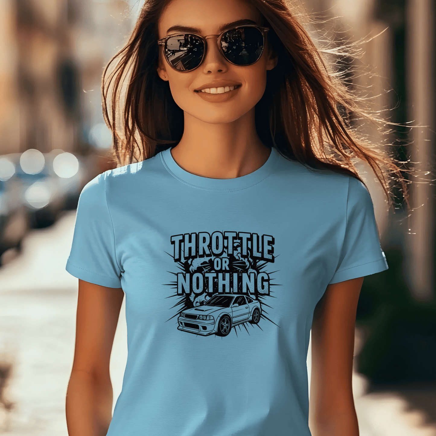 Throttle or Nothing Women’s Biker T-Shirt – Heavyweight Gildan® 5000 Crewneck