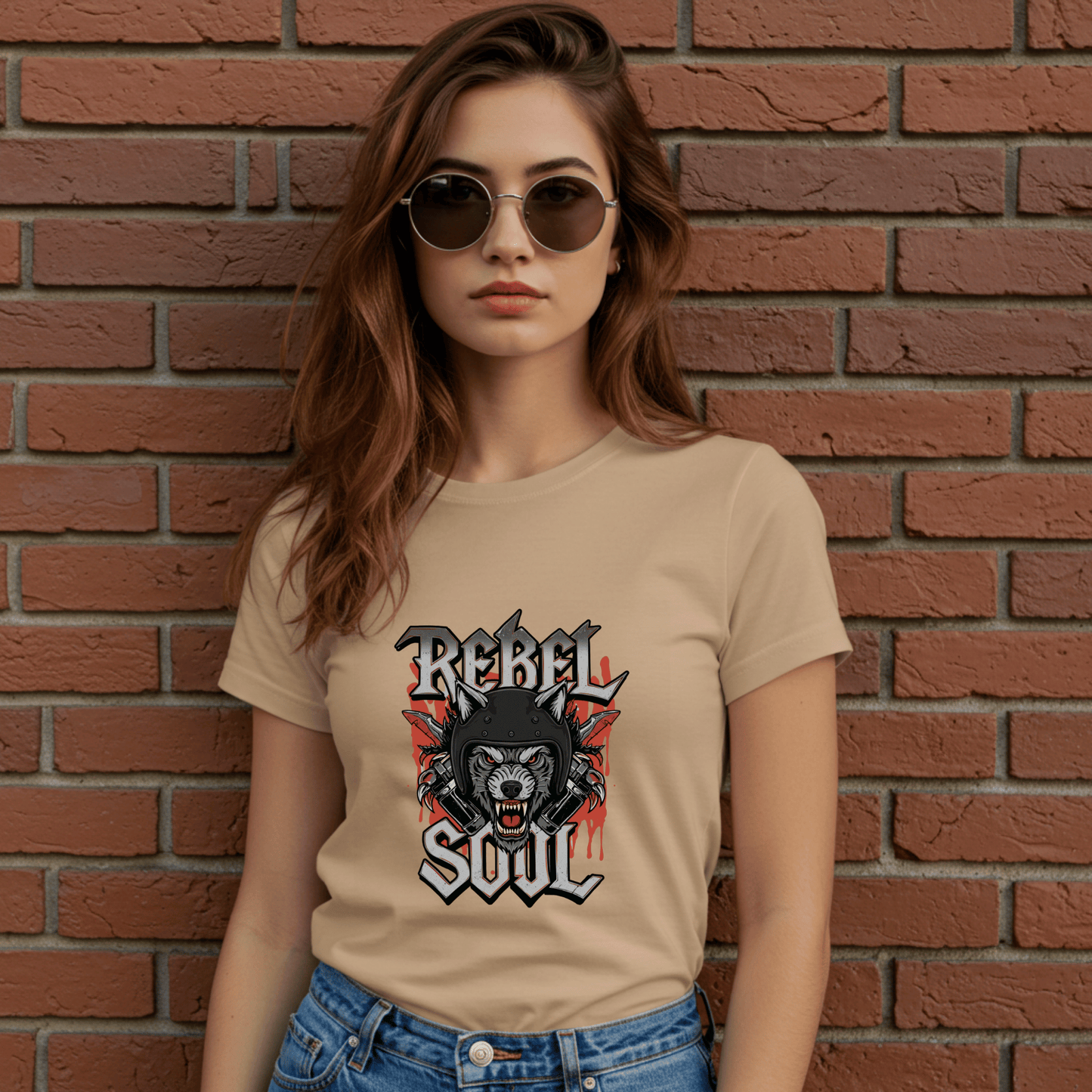 Rebel Soul Women’s Biker T-Shirt – Heavyweight Gildan® 5000 Crewneck