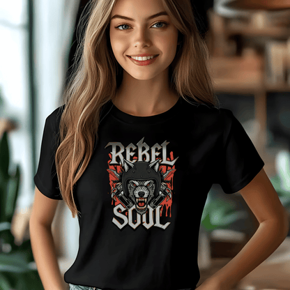 Rebel Soul Women’s Biker T-Shirt – Heavyweight Gildan® 5000 Crewneck