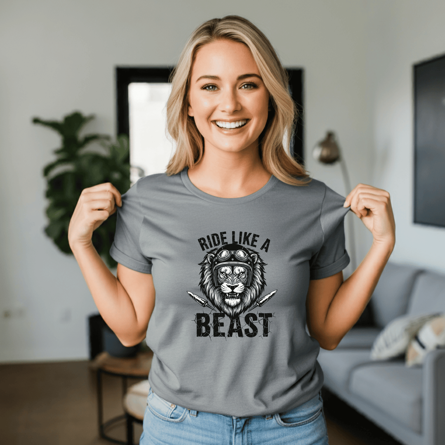 Ride Like A Beast Women’s Biker T-Shirt – Heavyweight Gildan® 5000 Crewneck