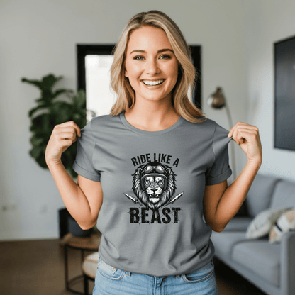 Ride Like A Beast Women’s Biker T-Shirt – Heavyweight Gildan® 5000 Crewneck