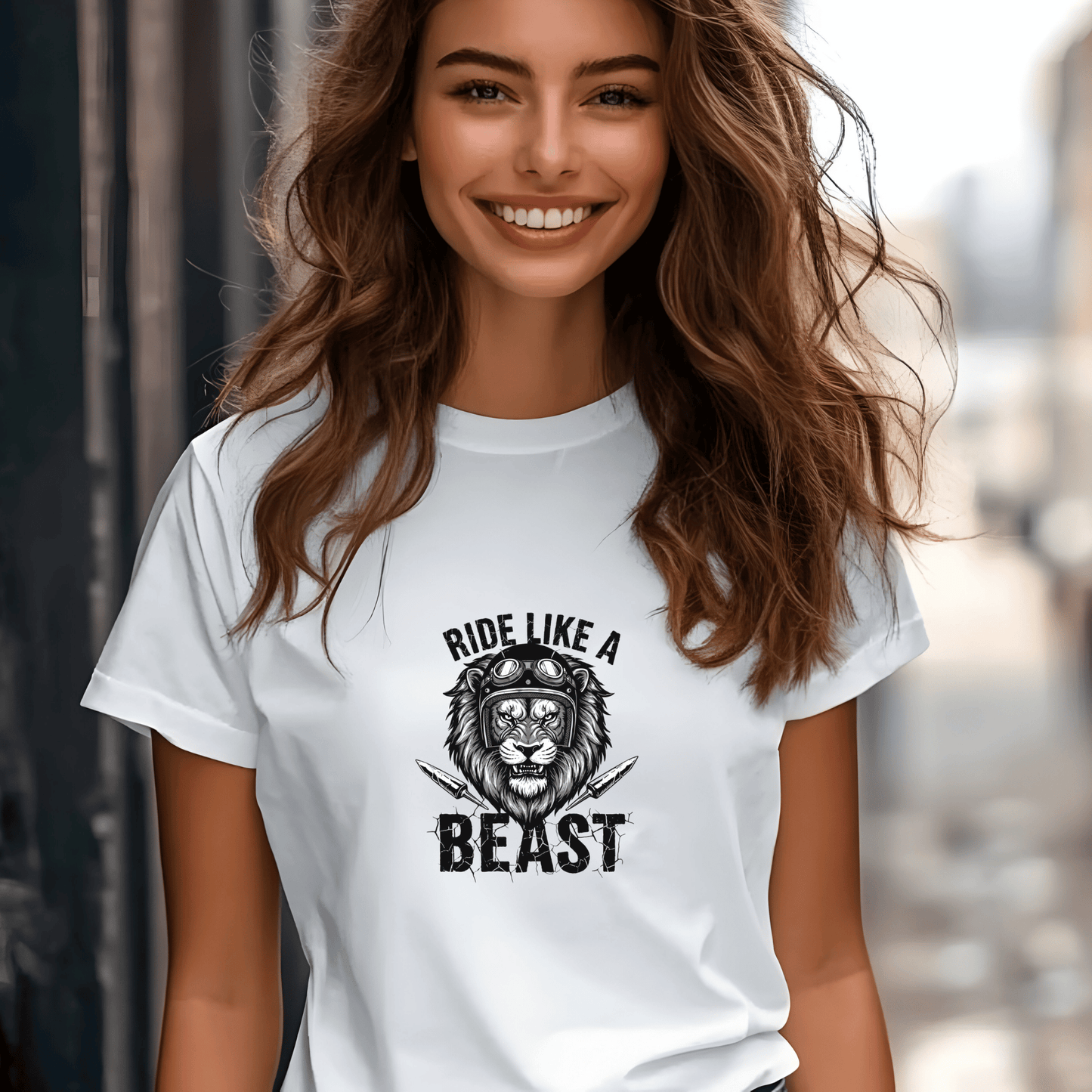 Ride Like A Beast Women’s Biker T-Shirt – Heavyweight Gildan® 5000 Crewneck
