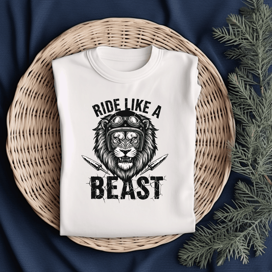 Ride Like A Beast Women’s Biker T-Shirt – Heavyweight Gildan® 5000 Crewneck