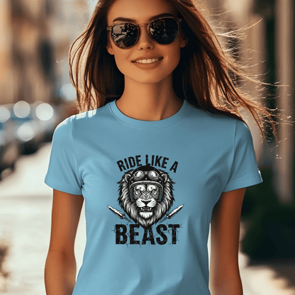 Ride Like A Beast Women’s Biker T-Shirt – Heavyweight Gildan® 5000 Crewneck