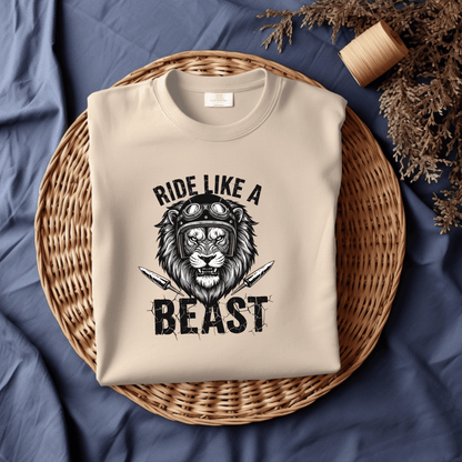 Ride Like A Beast Women’s Biker T-Shirt – Heavyweight Gildan® 5000 Crewneck