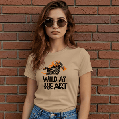 Wild At Heart Women’s Biker T-Shirt – Heavyweight Gildan® 5000 Crewneck