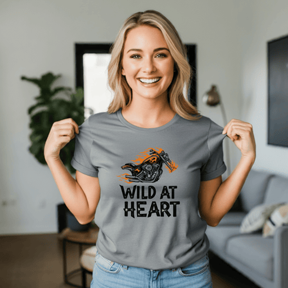 Wild At Heart Women’s Biker T-Shirt – Heavyweight Gildan® 5000 Crewneck