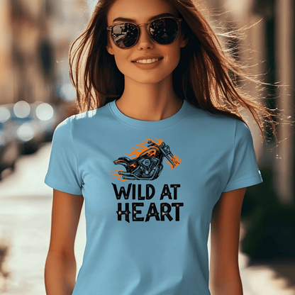 Wild At Heart Women’s Biker T-Shirt – Heavyweight Gildan® 5000 Crewneck