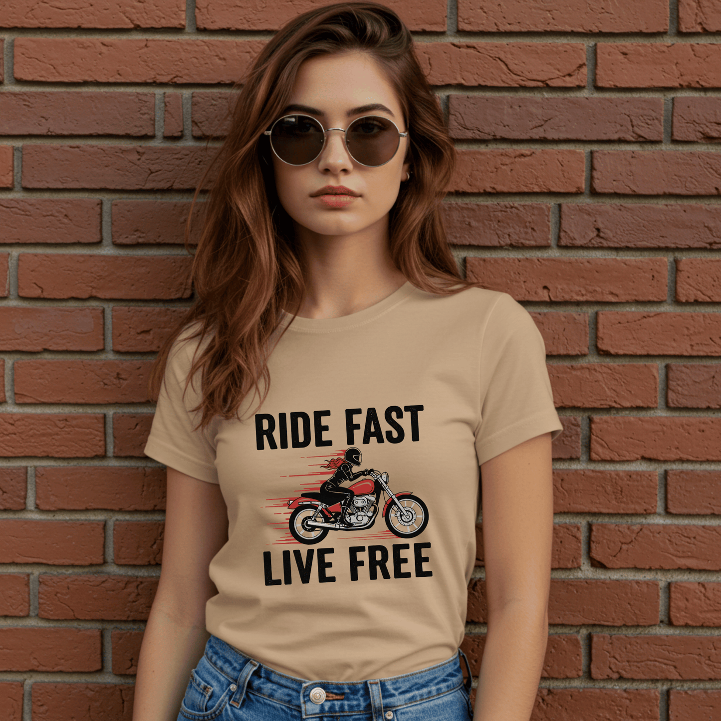 Ride Fast Live Free Women’s Biker T-Shirt – Heavyweight Gildan® 5000