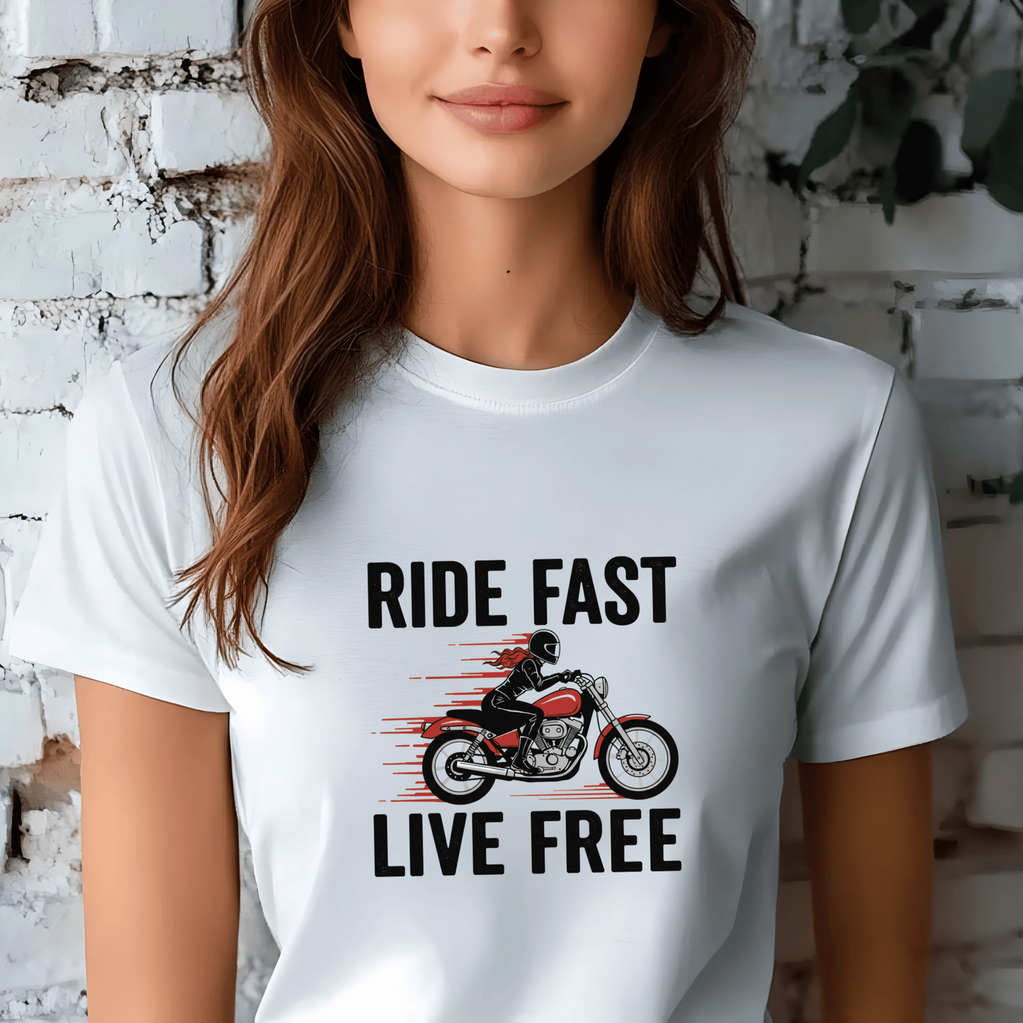 Ride Fast Live Free Women’s Biker T-Shirt – Heavyweight Gildan® 5000