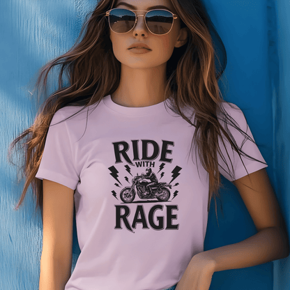 Ride With Rage Women’s Biker T-Shirt – Heavyweight Gildan® 5000 Crewneck