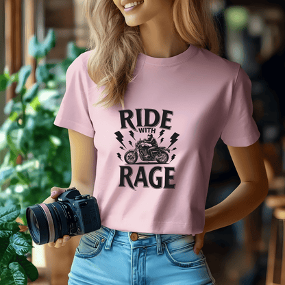 Ride With Rage Women’s Biker T-Shirt – Heavyweight Gildan® 5000 Crewneck
