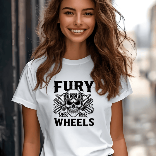 Fury On Wheels Women’s Biker T-Shirt – Heavyweight Gildan® 5000 Crewneck