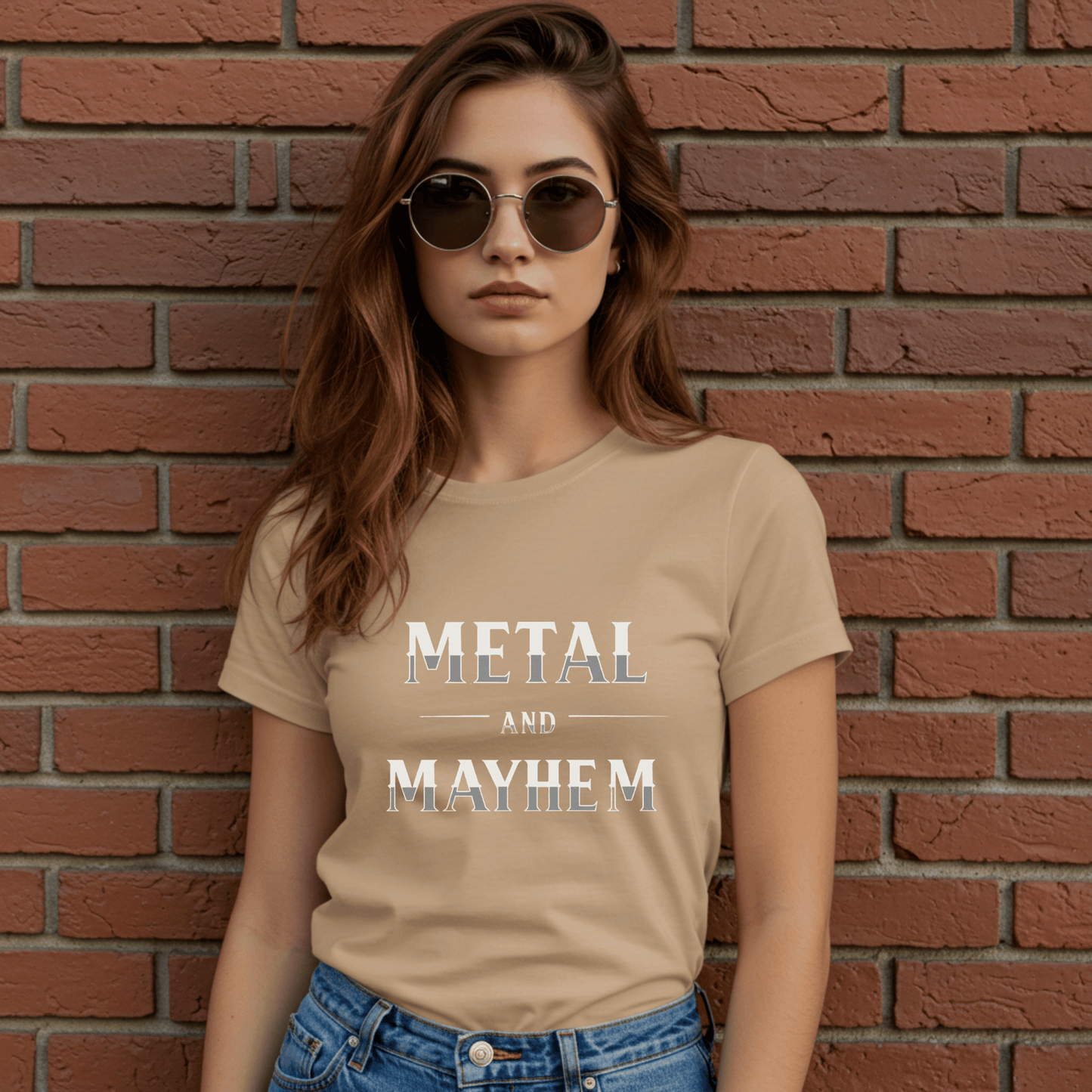 Metal and Mayhem Women’s Biker T-Shirt – Heavyweight Gildan® 5000 Crewneck