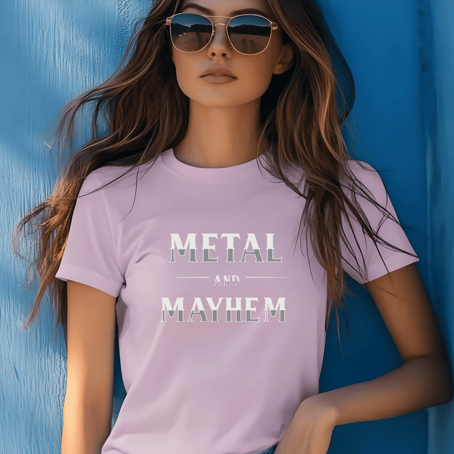 Metal and Mayhem Women’s Biker T-Shirt – Heavyweight Gildan® 5000 Crewneck