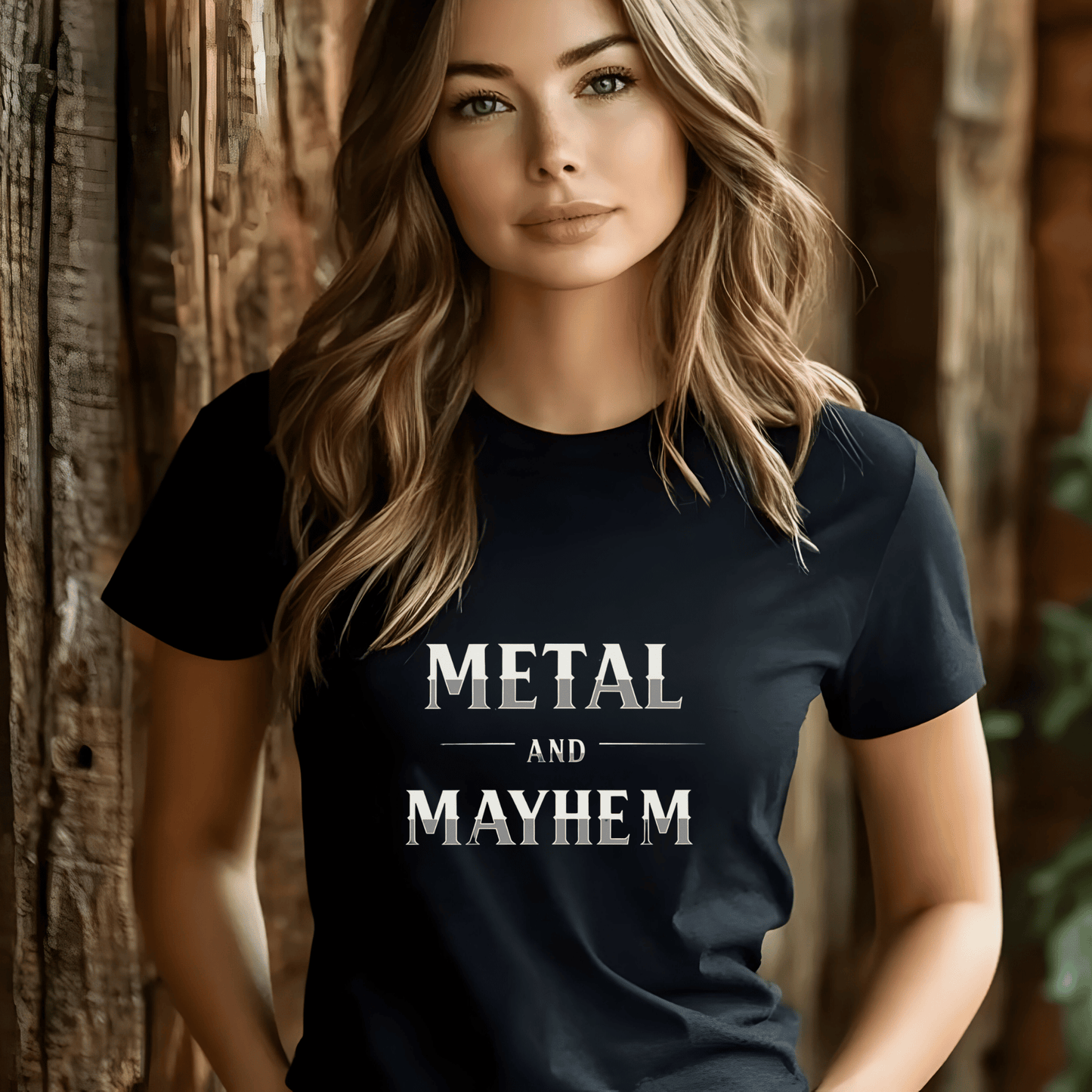Metal and Mayhem Women’s Biker T-Shirt – Heavyweight Gildan® 5000 Crewneck