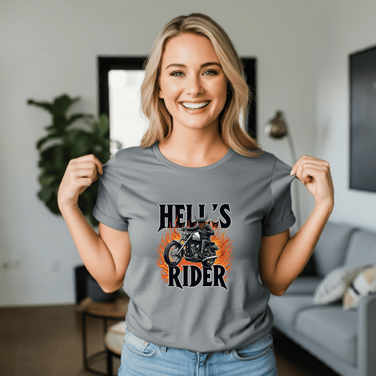 Hell’s Rider Women’s Biker T-Shirt – Heavyweight Gildan® 5000 Crewneck