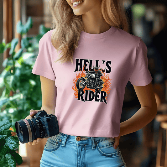 Hell’s Rider Women’s Biker T-Shirt – Heavyweight Gildan® 5000 Crewneck
