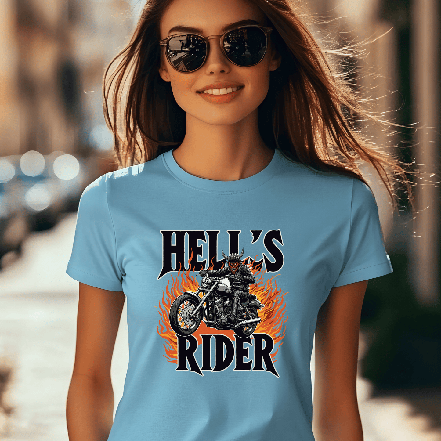 Hell’s Rider Women’s Biker T-Shirt – Heavyweight Gildan® 5000 Crewneck