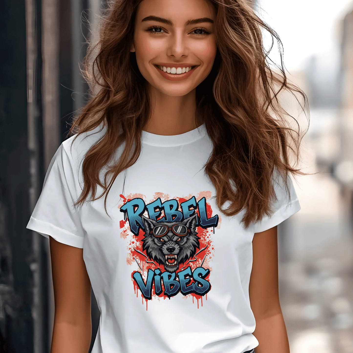 Rebel Vibes Women’s Biker T-Shirt – Heavyweight Gildan® 5000 Crewneck