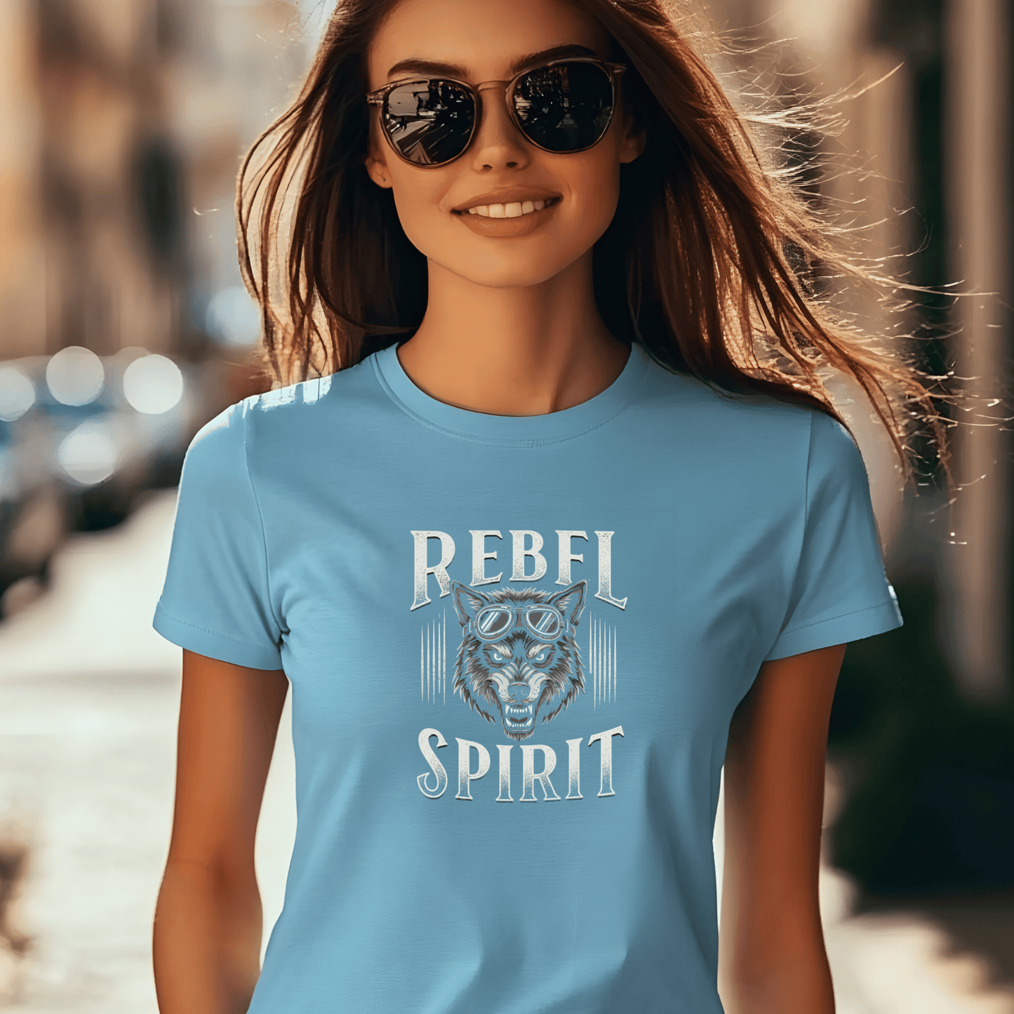 Rebel Spirit Women’s Biker T-Shirt – Heavyweight Gildan® 5000 Crewneck