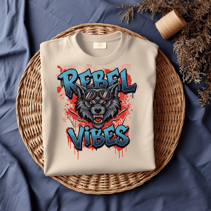 Rebel Vibes Women’s Biker T-Shirt – Heavyweight Gildan® 5000 Crewneck