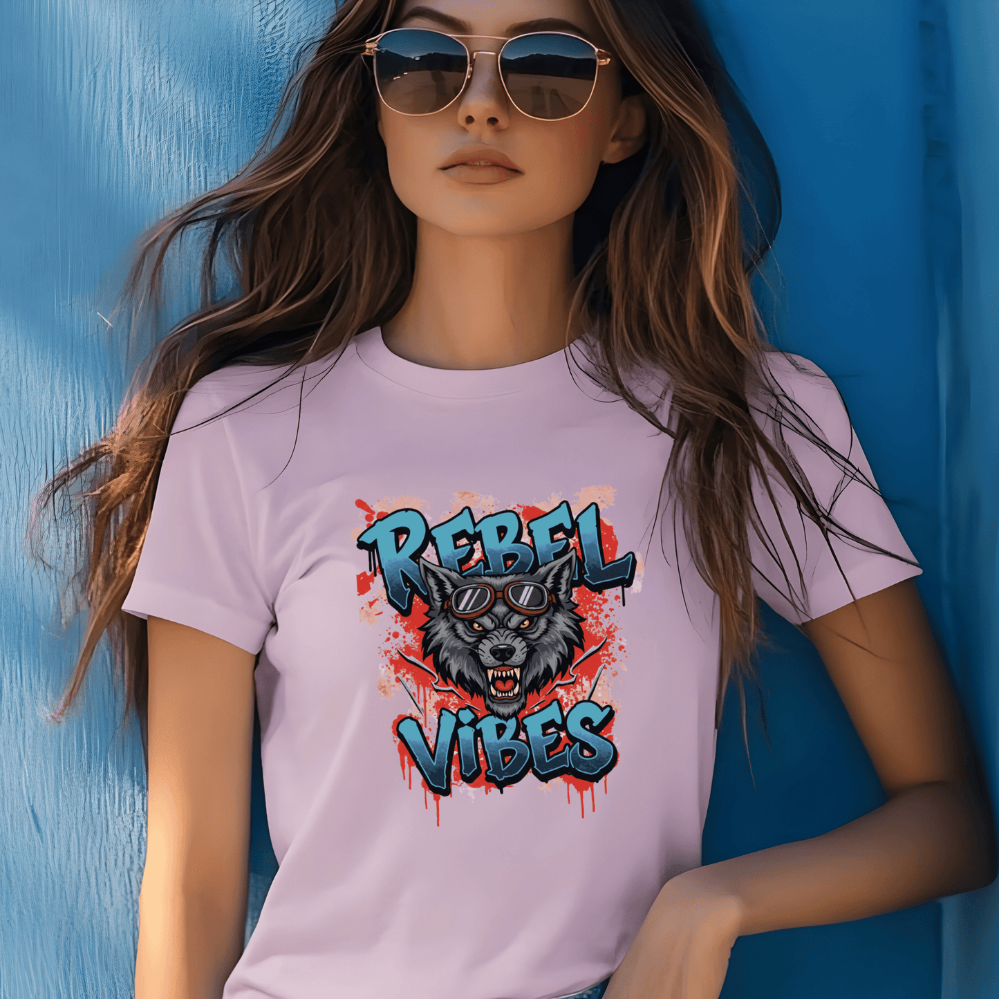 Rebel Vibes Women’s Biker T-Shirt – Heavyweight Gildan® 5000 Crewneck
