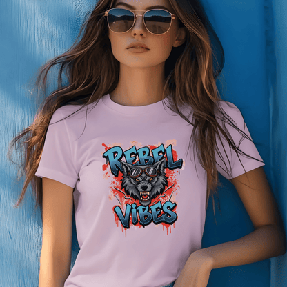 Rebel Vibes Women’s Biker T-Shirt – Heavyweight Gildan® 5000 Crewneck