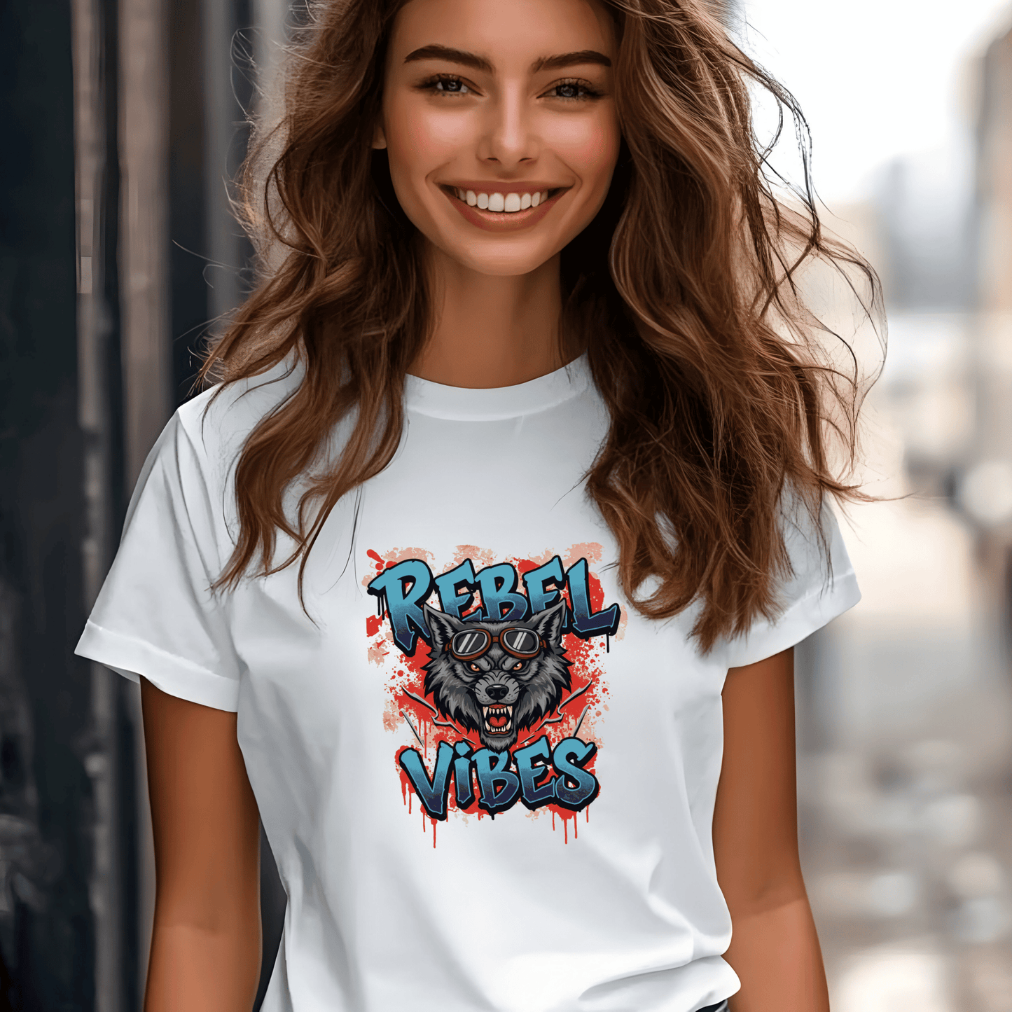 Rebel Vibes Women’s Biker T-Shirt – Heavyweight Gildan® 5000 Crewneck
