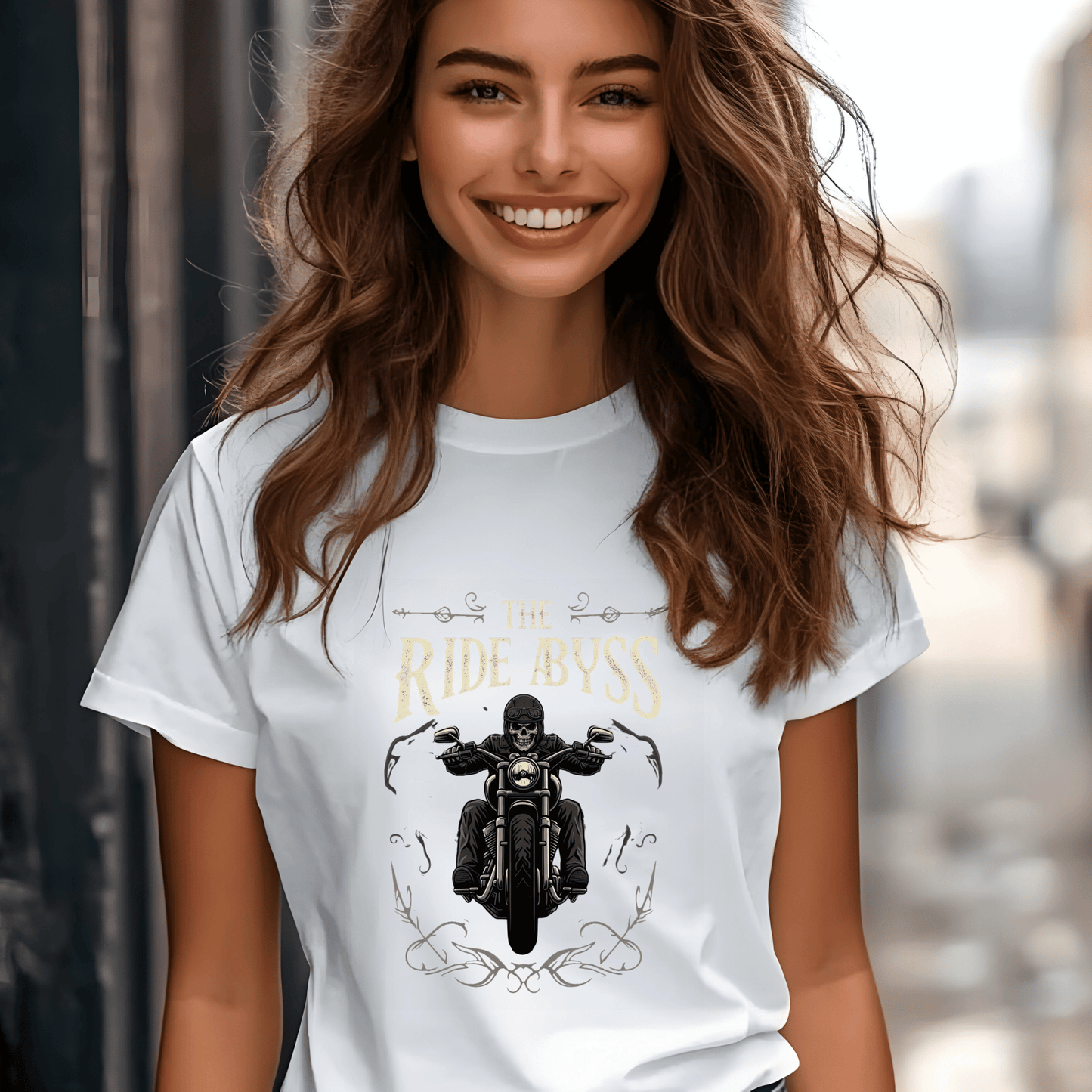 The Ride Abyss Women’s Biker T-Shirt – Heavyweight Gildan® 5000 Crewneck