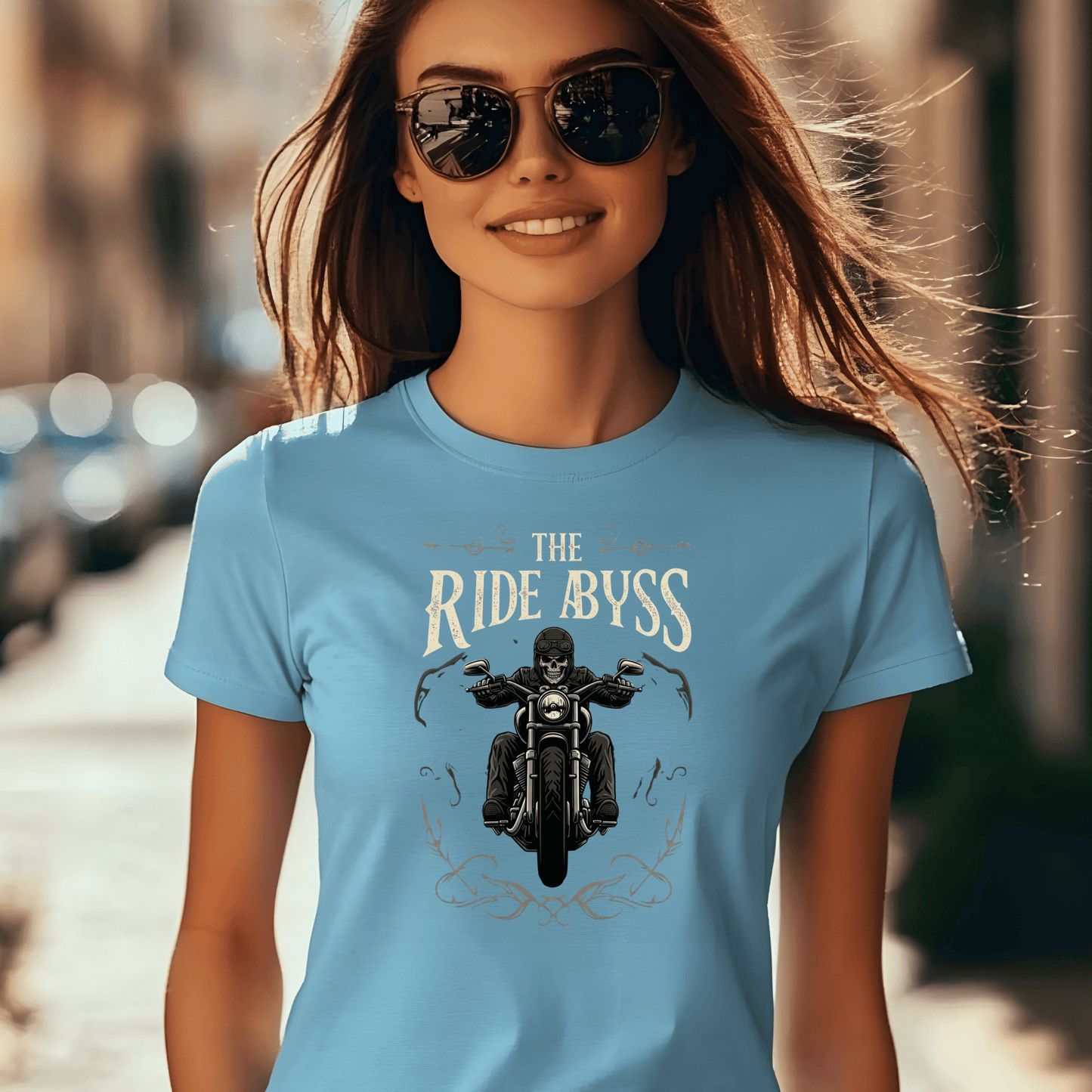 The Ride Abyss Women’s Biker T-Shirt – Heavyweight Gildan® 5000 Crewneck