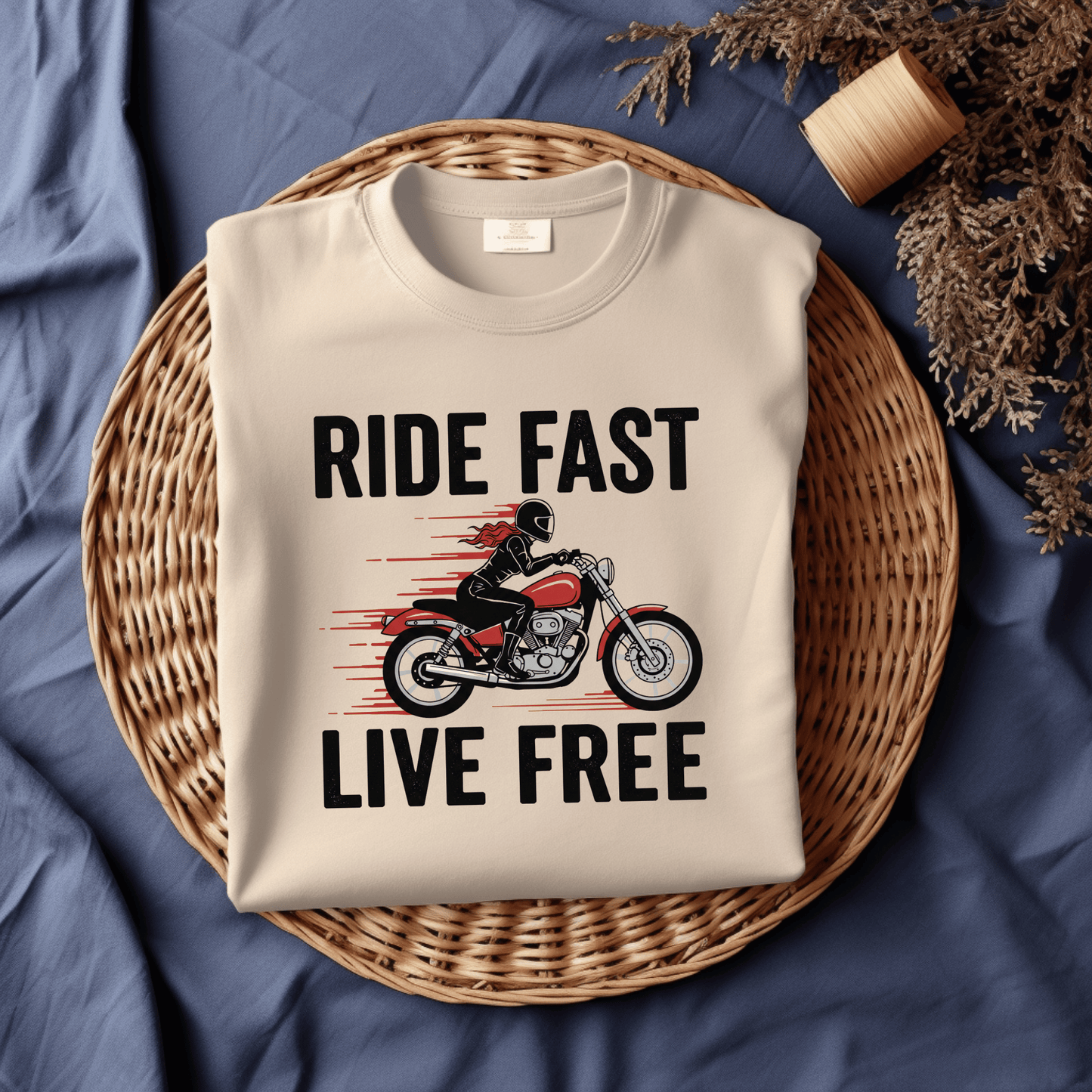 Ride Fast Live Free Women’s Biker T-Shirt – Heavyweight Gildan® 5000