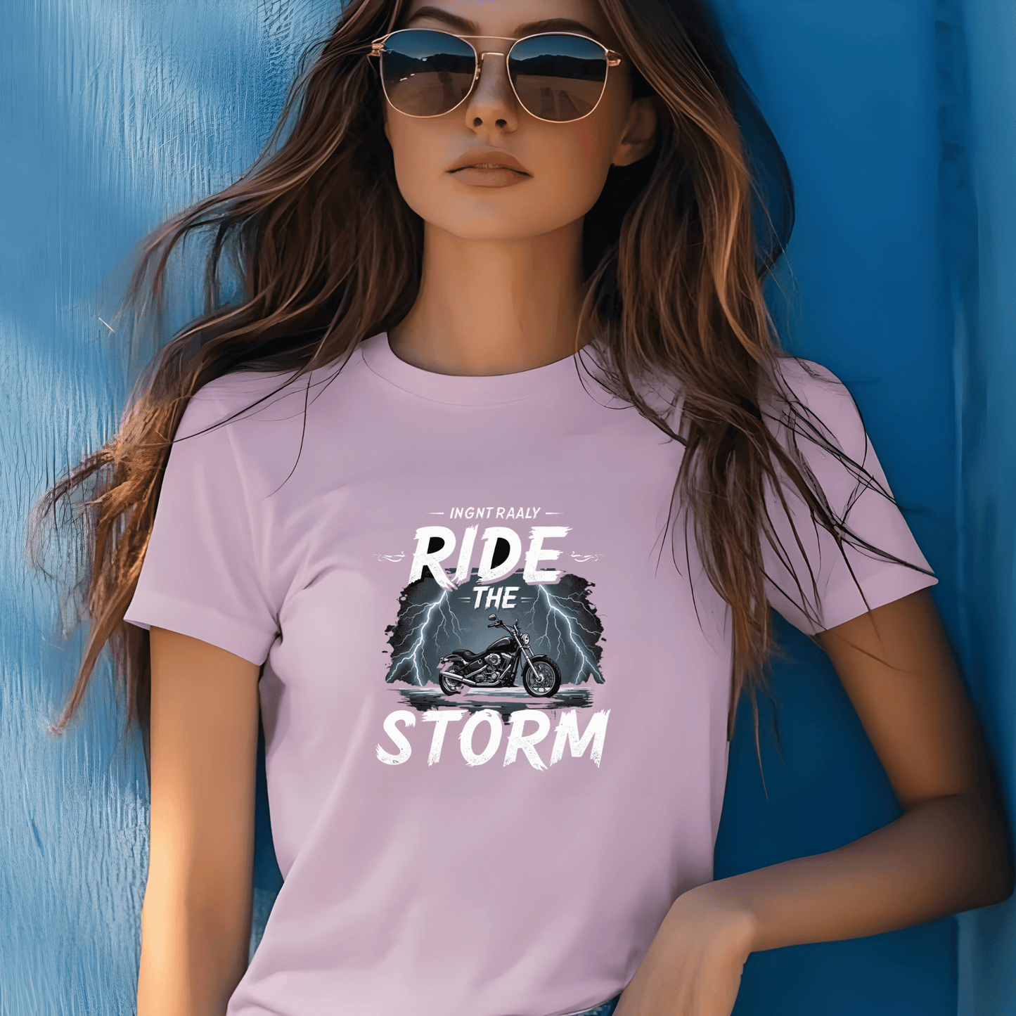 Ride the Storm Women’s Biker T-Shirt – Heavyweight Gildan® 5000 Crewneck