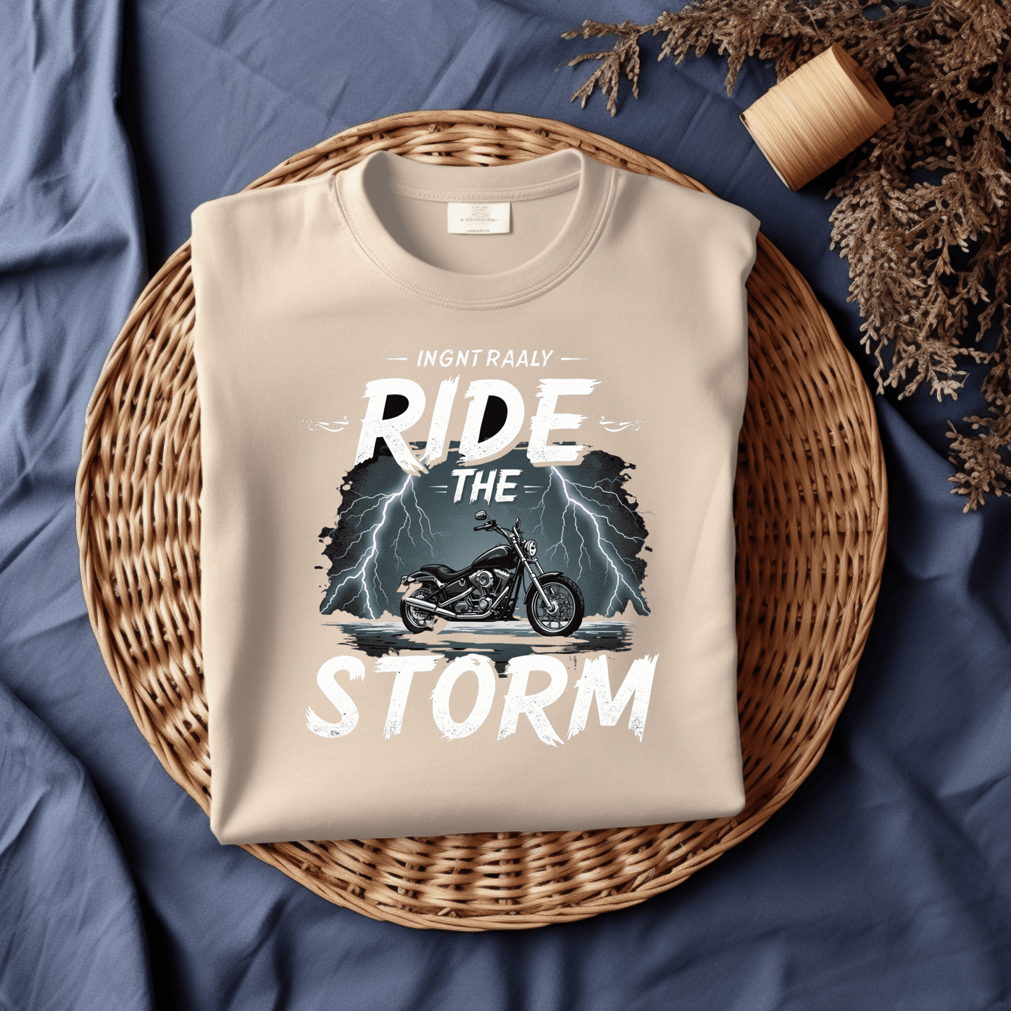 Ride the Storm Women’s Biker T-Shirt – Heavyweight Gildan® 5000 Crewneck