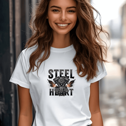 Steel Heart Women’s Biker T-Shirt – Heavyweight Gildan® 5000 Crewneck