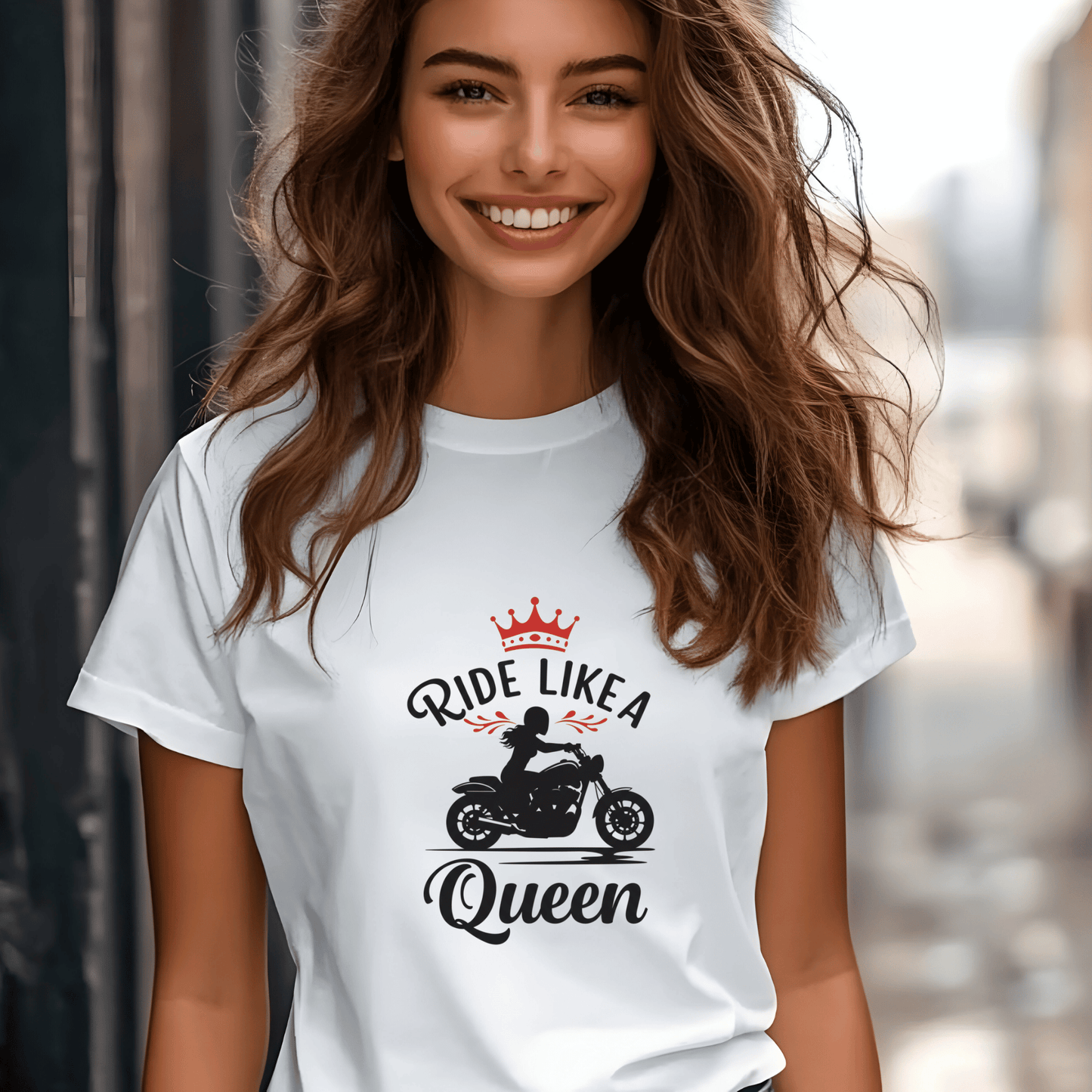 Ride Like A Queen Women’s Biker T-Shirt – Heavyweight Gildan® 5000 Crewneck