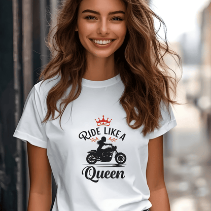 Ride Like A Queen Women’s Biker T-Shirt – Heavyweight Gildan® 5000 Crewneck