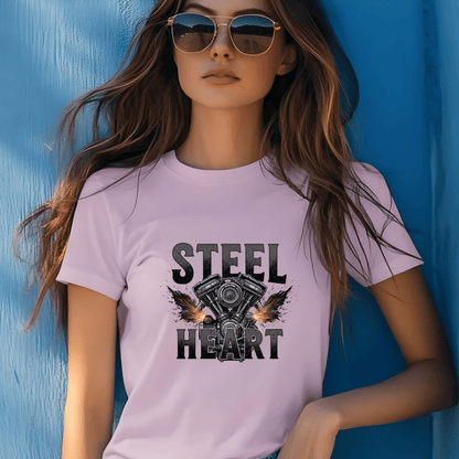 Steel Heart Women’s Biker T-Shirt – Heavyweight Gildan® 5000 Crewneck