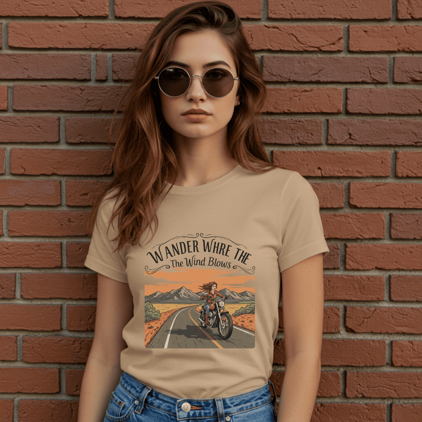 Wander Where The Wind Blows Women’s Biker T-Shirt – Heavyweight Gildan® 5000